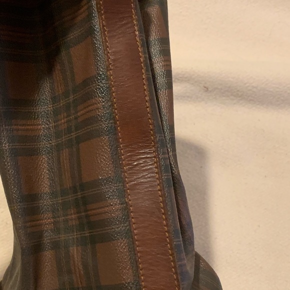 RALPH LAUREN Tartan Plaid Large Leather Drawstring Bucket Shoulder Bag VINTAGE - Picture 13 of 16